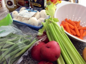 Pick your favorite veggies. Wash thoroughly and chop.