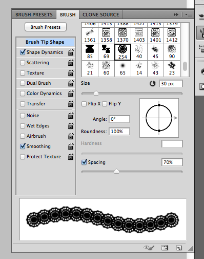 By changing a few options in the brush menu you can make a nice lace pattern to add to clothing, material and other objects you design in Photoshop.
