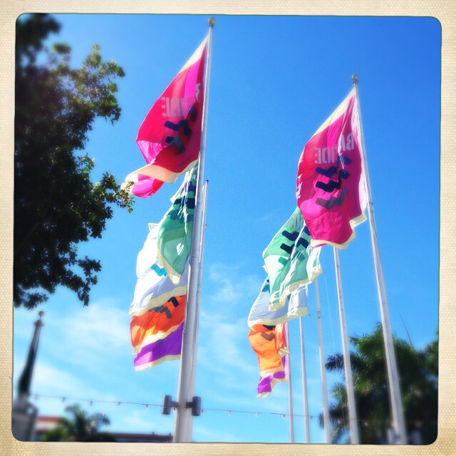 Double sided flags at Bayside, Downtown Miami