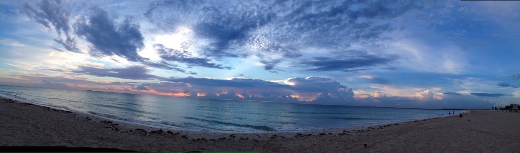 The panoramic view of the early morning clouds is even more dramatic