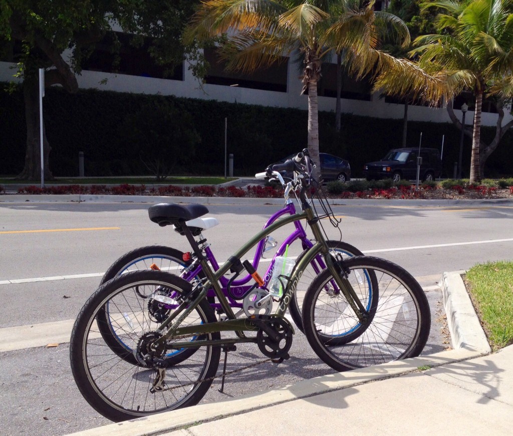 purple townie bike